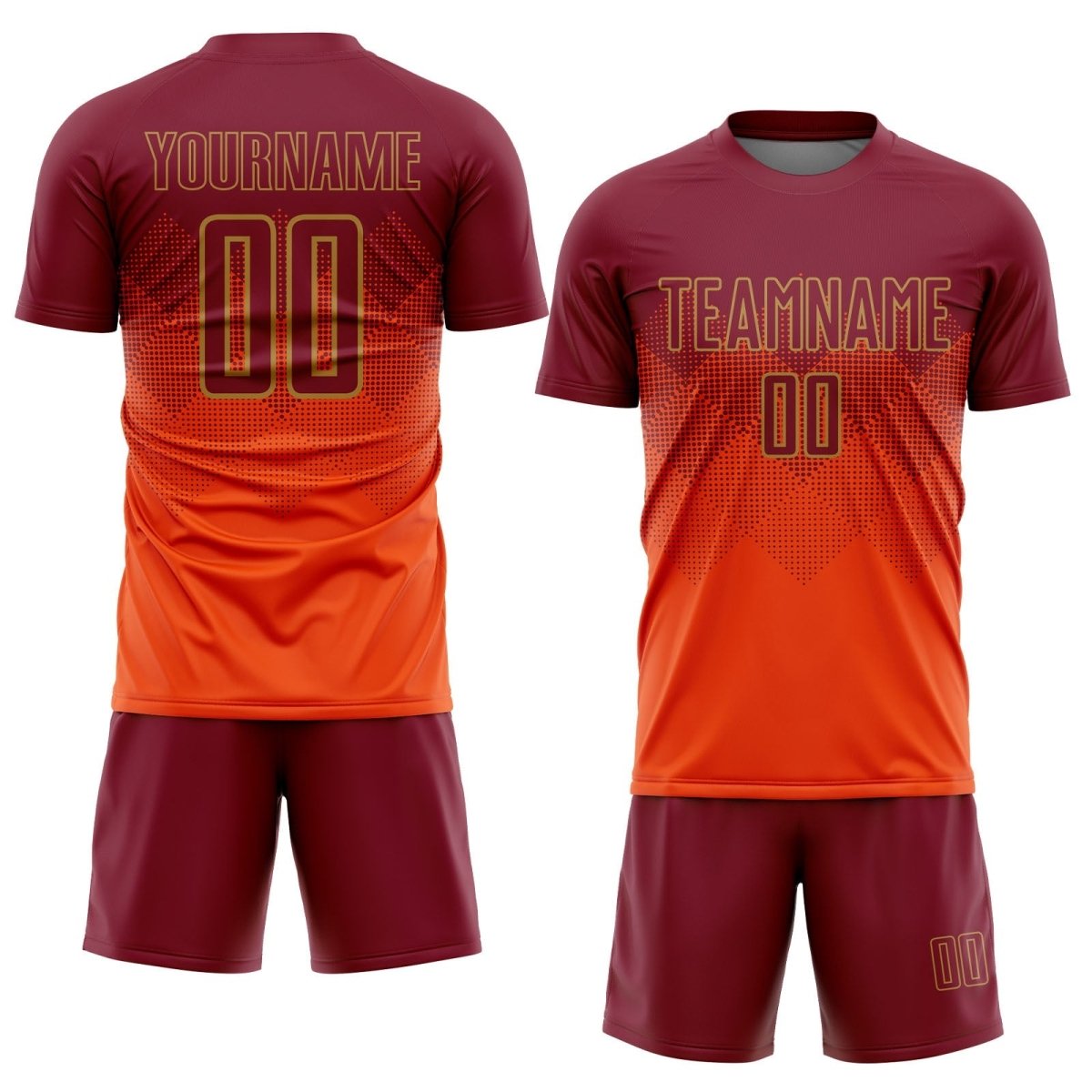 Individuelles Orange - Karmesinrot - Altgold Sublimations - Fußballtrikot W565 - Climcat