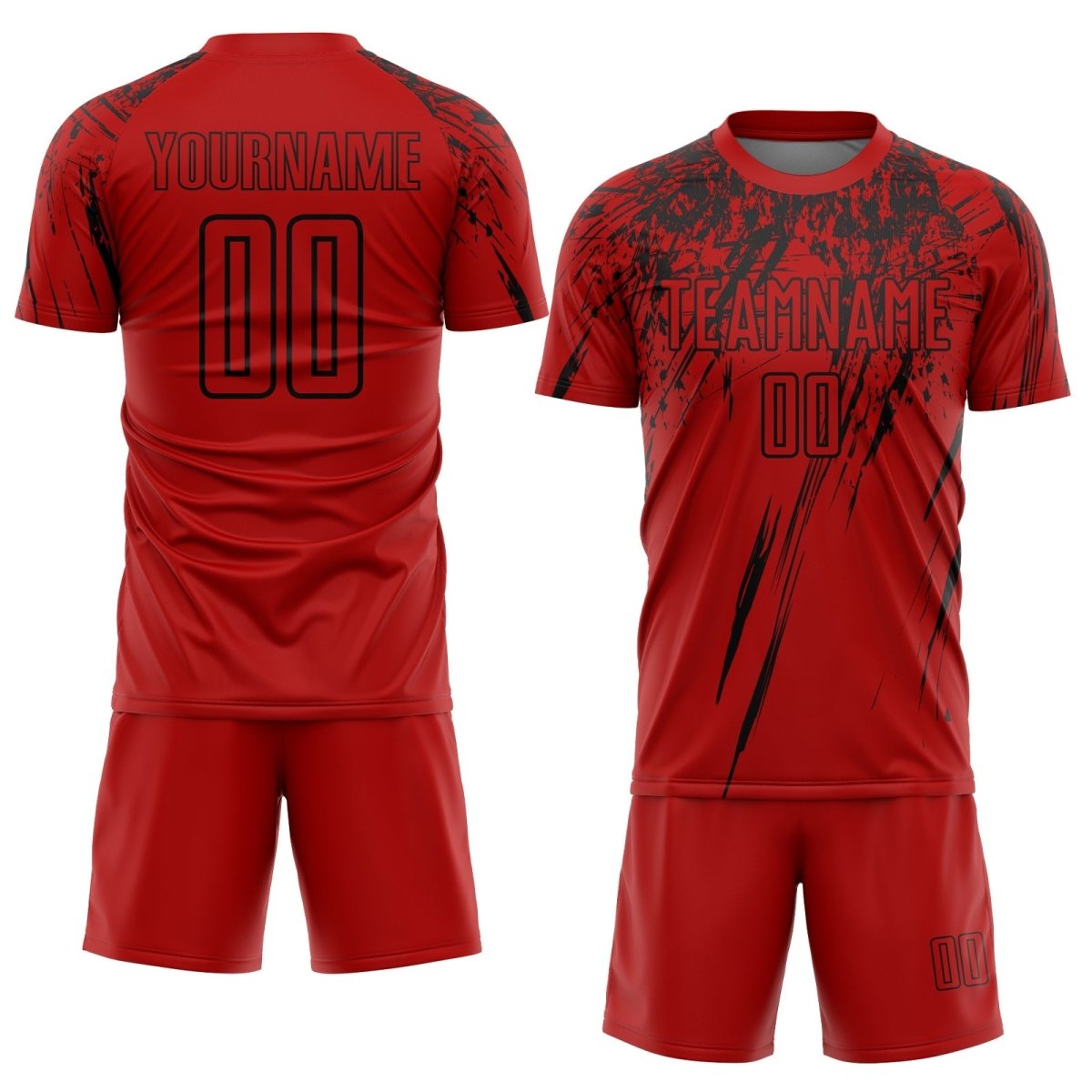 Individuelles Rot - Schwarz Sublimations Fußballtrikot S628 - Climcat