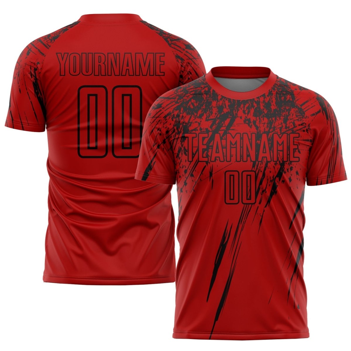 Individuelles Rot - Schwarz Sublimations Fußballtrikot S628 - Climcat