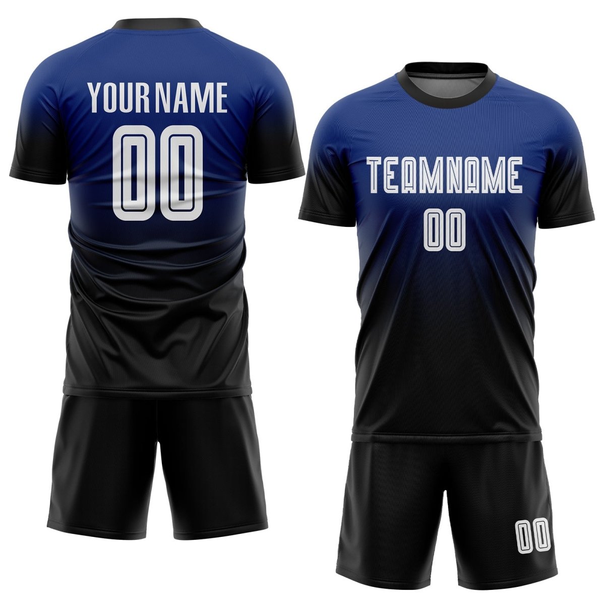 Individuelles Royal Weiß - Schwarz Sublimations - Fade Fashion Fußballtrikot M320 - Climcat