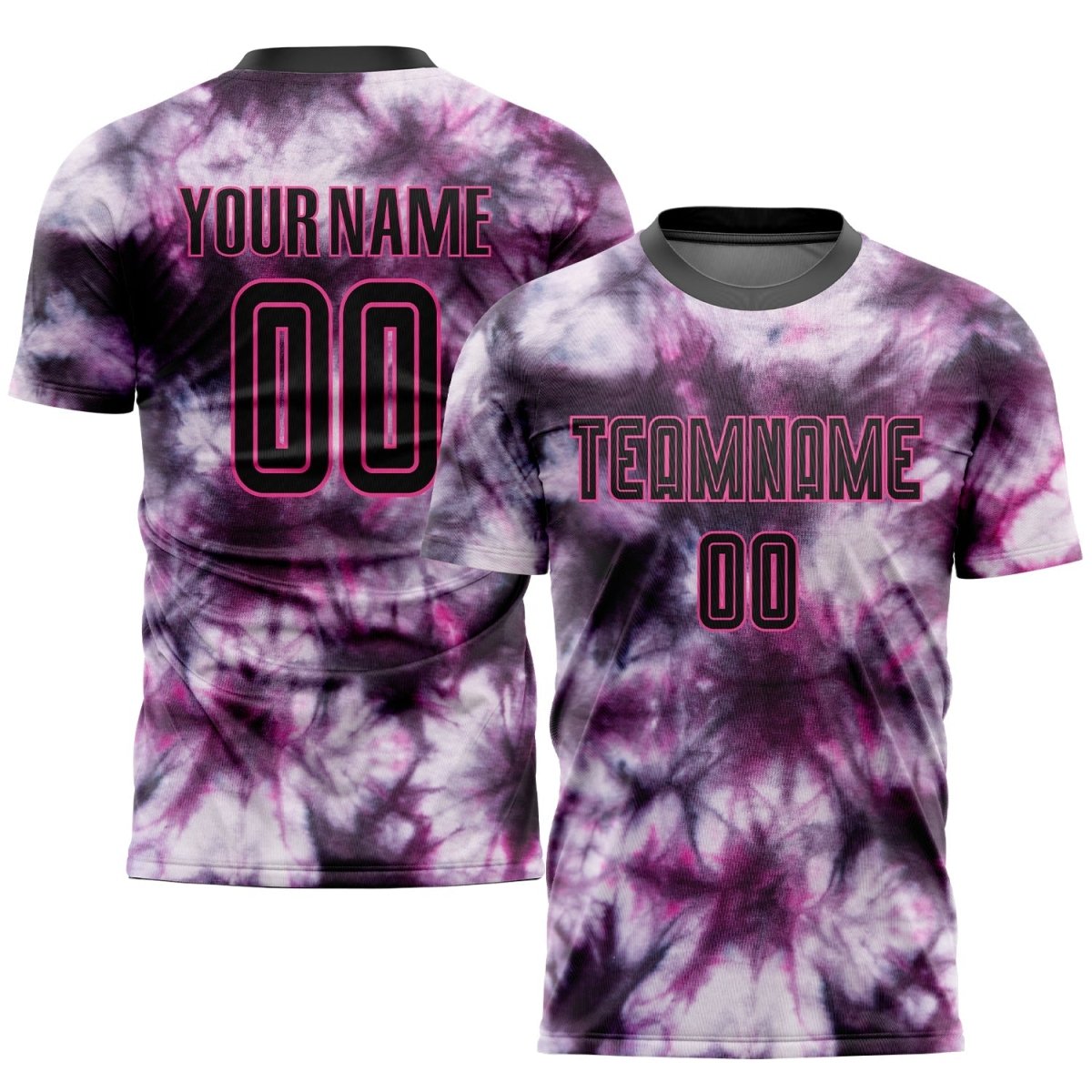 Individuelles Schwarz - Rosa Sublimations - Fußballtrikot mit Batikdesign F709 - Climcat