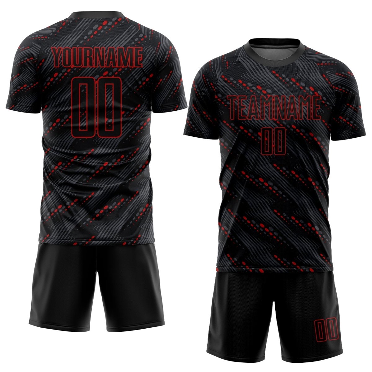 Individuelles Schwarz - Rotes Sublimations - Soccer - Trikot A828 - Climcat