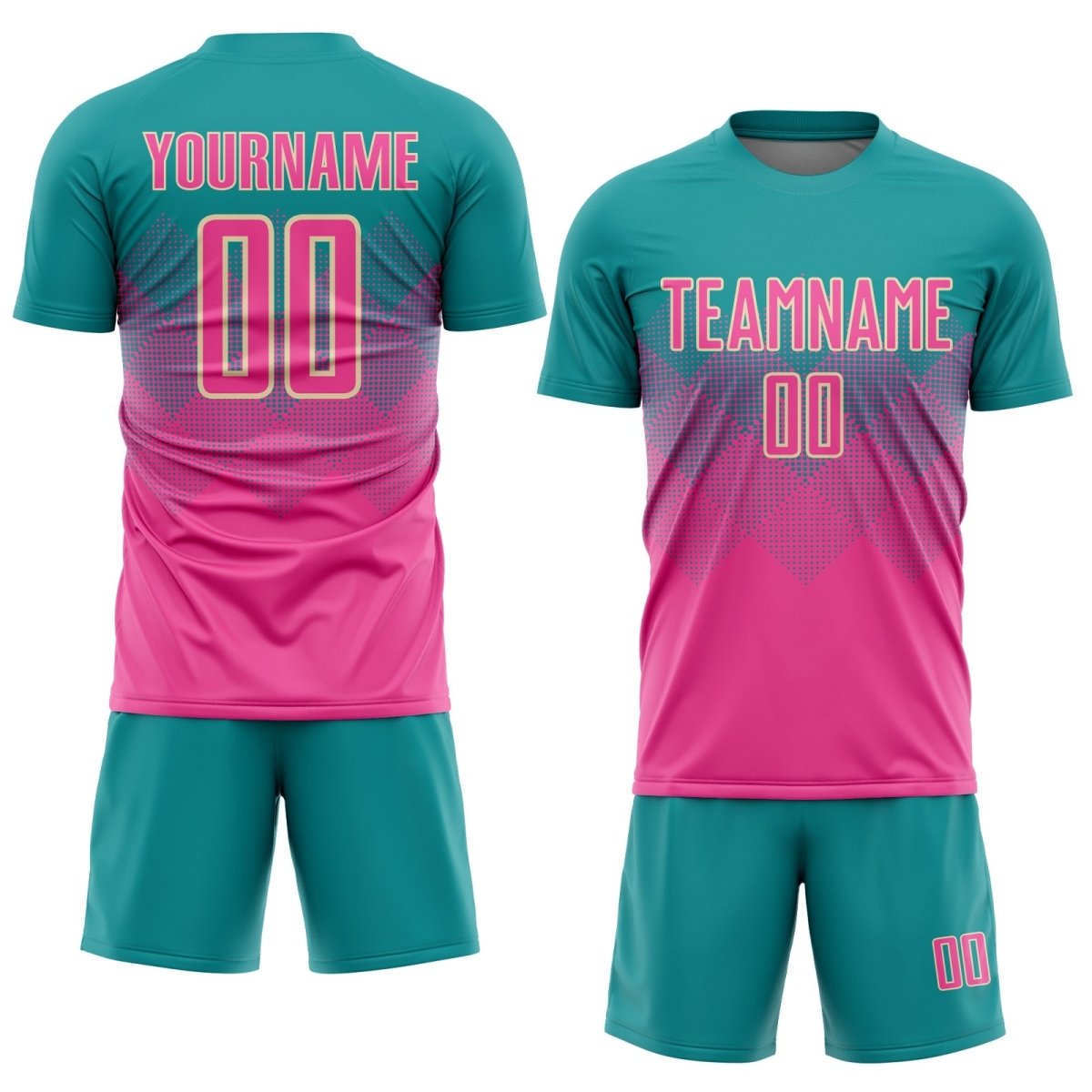 Individuelles Teal - Pink - Creme Sublimationsfußballtrikot T812 - Climcat