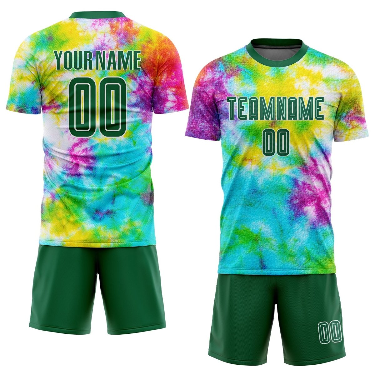 Individuelles Tie - Dye Kelly Grün - Weiße Sublimations - Fußballtrikot X700 - Climcat