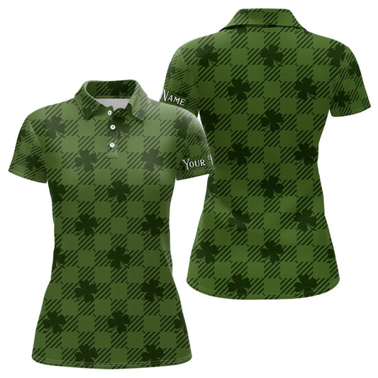 Klee karierte St. Patrick's Day Golf Polo Shirts - Maßgeschneiderte Golfshirts für Damen L1262 - Climcat