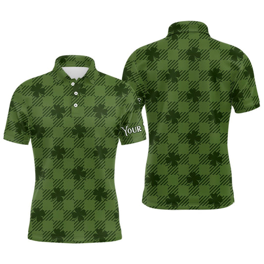 Klee kariertes Muster St. Patrick's Day Herren Golf Polo Shirt Maßgeschneiderte Golfshirts für Männer L1262 - Climcat