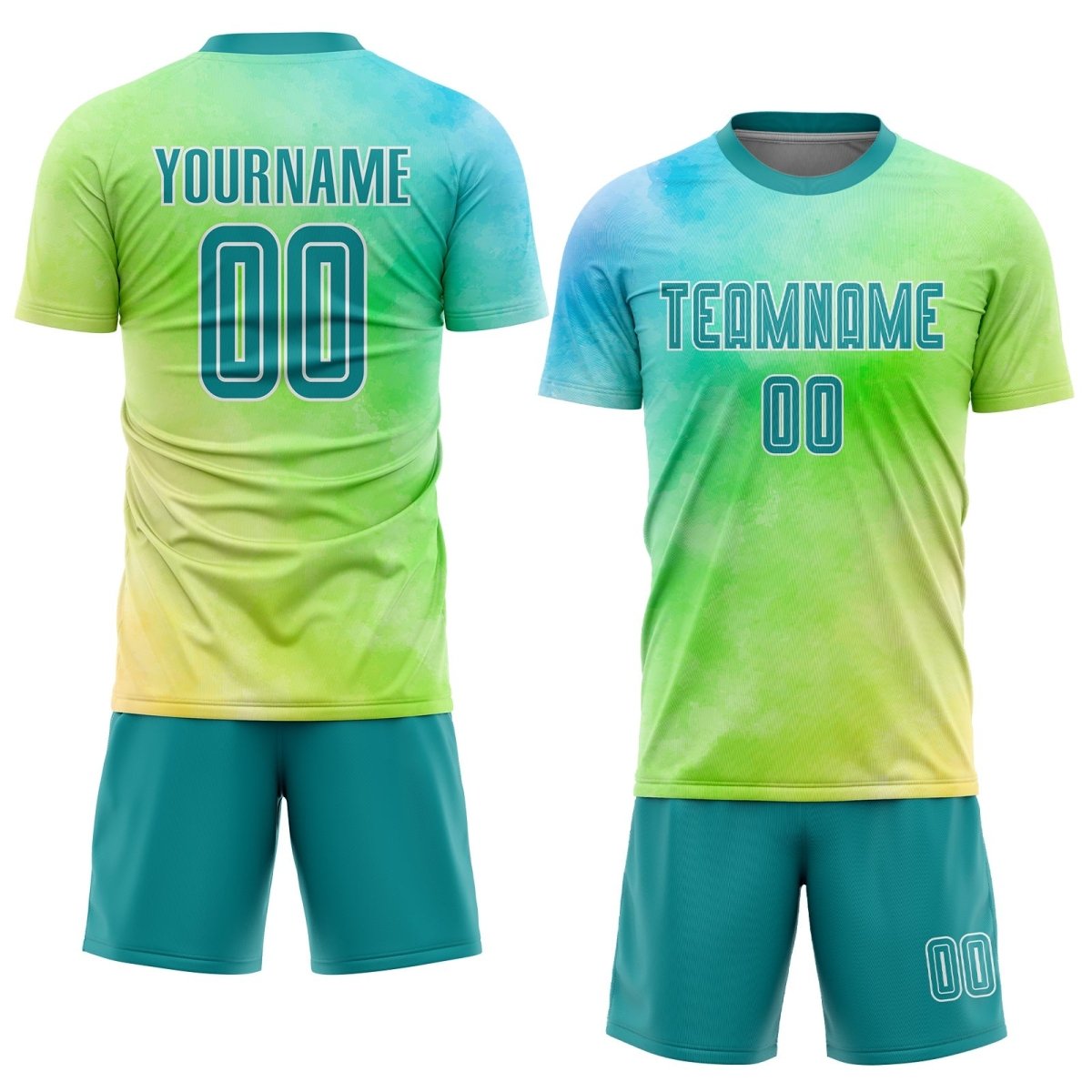 Kundenspezifisches Batik - Teal - Weiße Sublimations - Soccer - Trikot X633 - Climcat