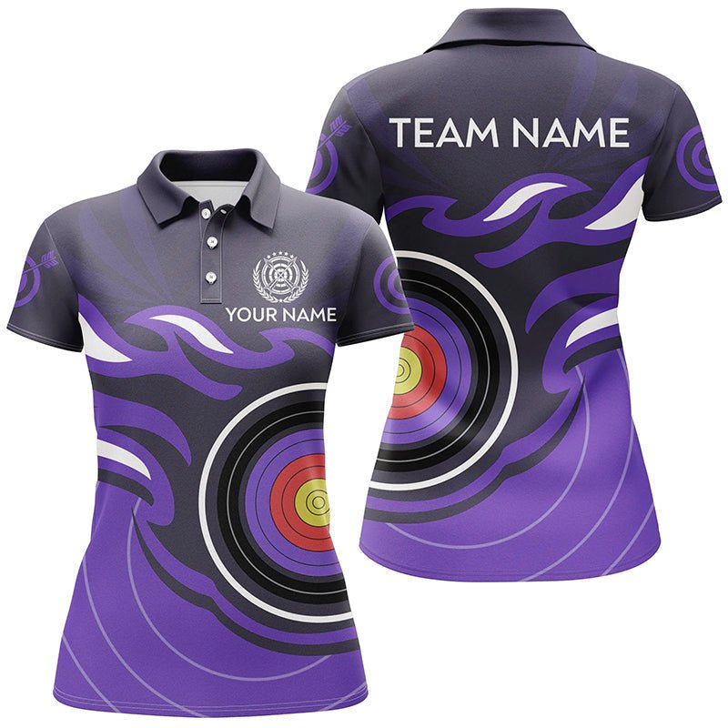 Lila Bogenschieß Poloshirt & 1/4 - Zip Shirt - Personalisiertes Bogenschieß Flammen Design - Herren Damen Team Trikot T3036 - Climcat