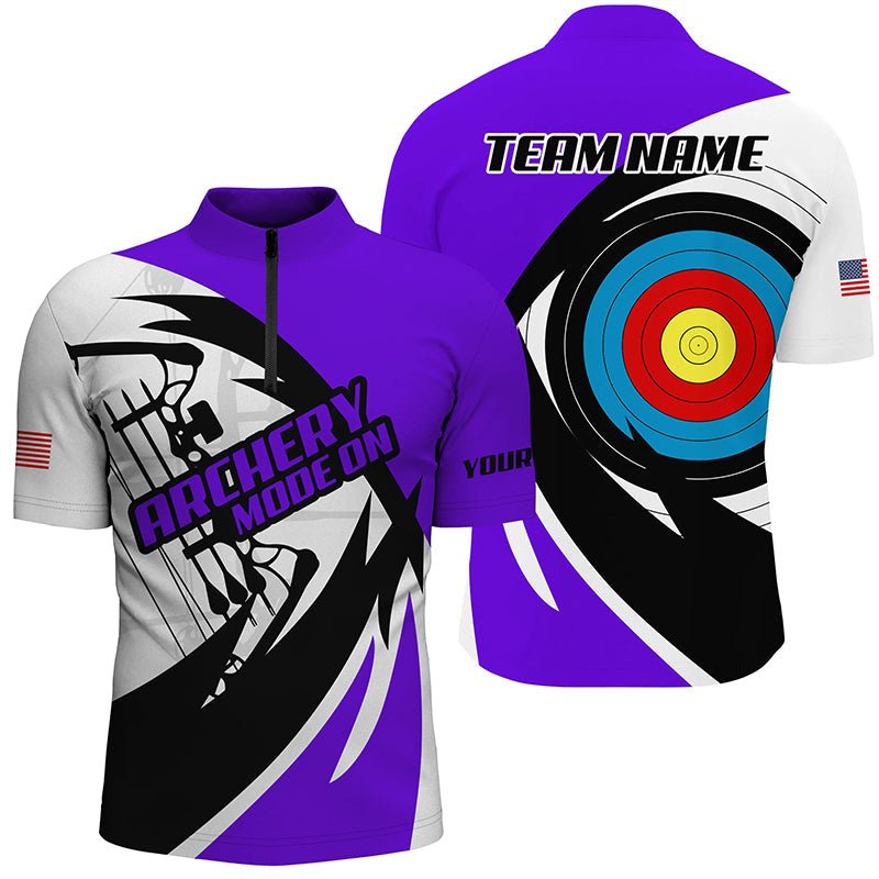 Lila Bogenschießen Poloshirt & Reißverschluss - Shirt - Personalisiert - Unisex T1952 - Climcat