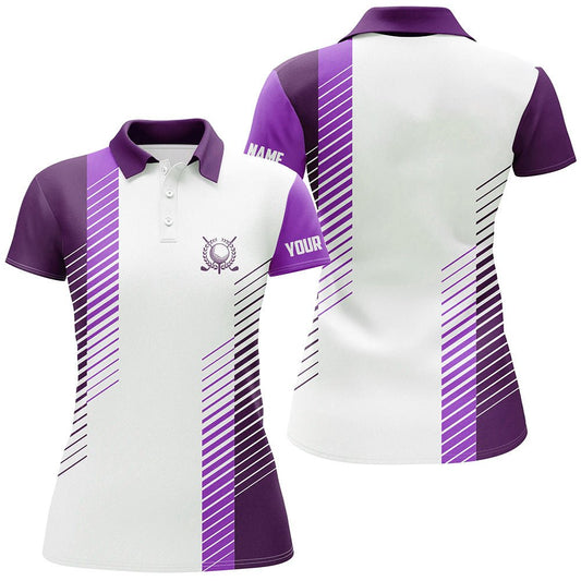 Lila und weiße Damen Golf Polo Shirts - individuelles Golfball Shirt für Frauen, Damen Golf Oberteil N7187 - Climcat