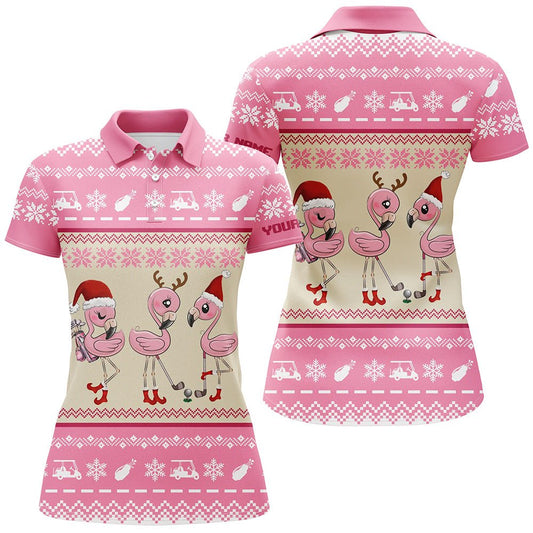 Lustige hässliche Weihnachts-Golfshirts individuell rosa Damen Golf Polos Flamingo Golf Freund Weihnachtsgeschenke N6512 - Climcat