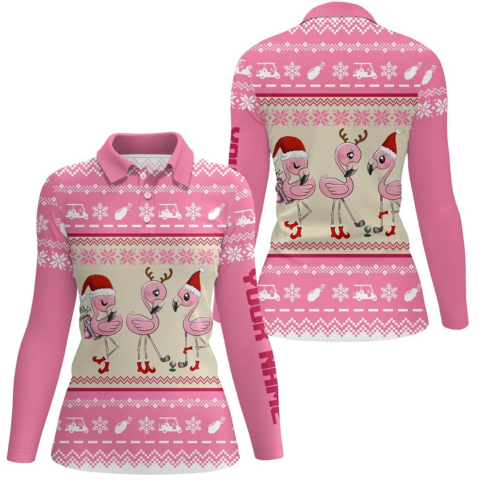 Lustige hässliche Weihnachts-Golfshirts individuell rosa Damen Golf Polos Flamingo Golf Freund Weihnachtsgeschenke N6512 - Climcat