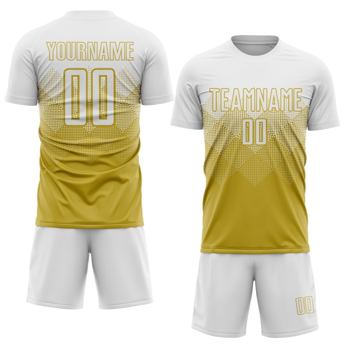Maßgeschneiderte Altgold - Weiße Sublimations - Fußballtrikot W291 - Climcat
