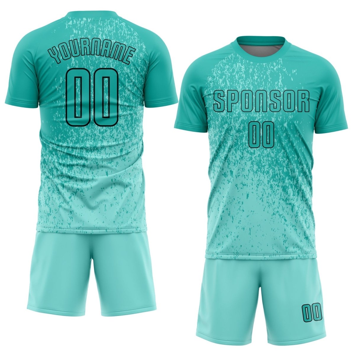 Maßgeschneiderte Aqua Aqua - Schwarz Sublimations Fußballtrikot N321 - Climcat