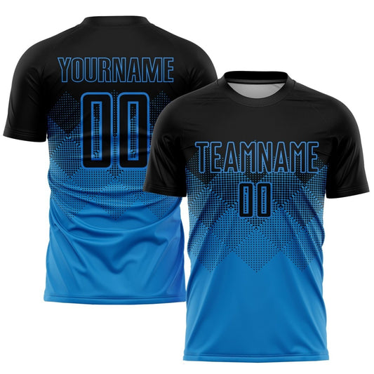 Maßgeschneiderte Blau - Schwarze Sublimations - Fußballtrikot - Jersey Q505 - Climcat