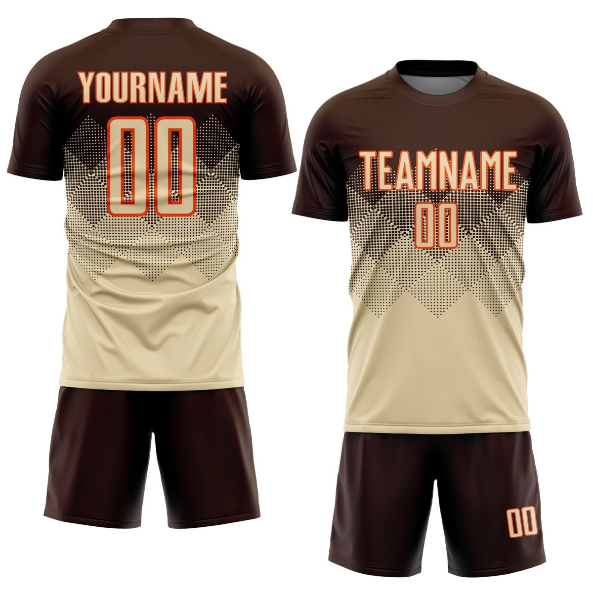 Maßgeschneiderte braun - creme - orange Sublimations - Fußballtrikot E488 - Climcat