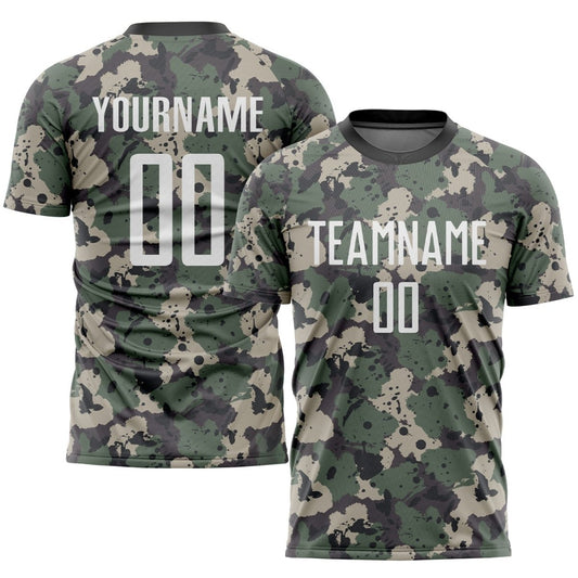 Maßgeschneiderte Camo Weiß - Schwarz Sublimation Salut - an - den - Dienst Fußballtrikot M792 - Climcat