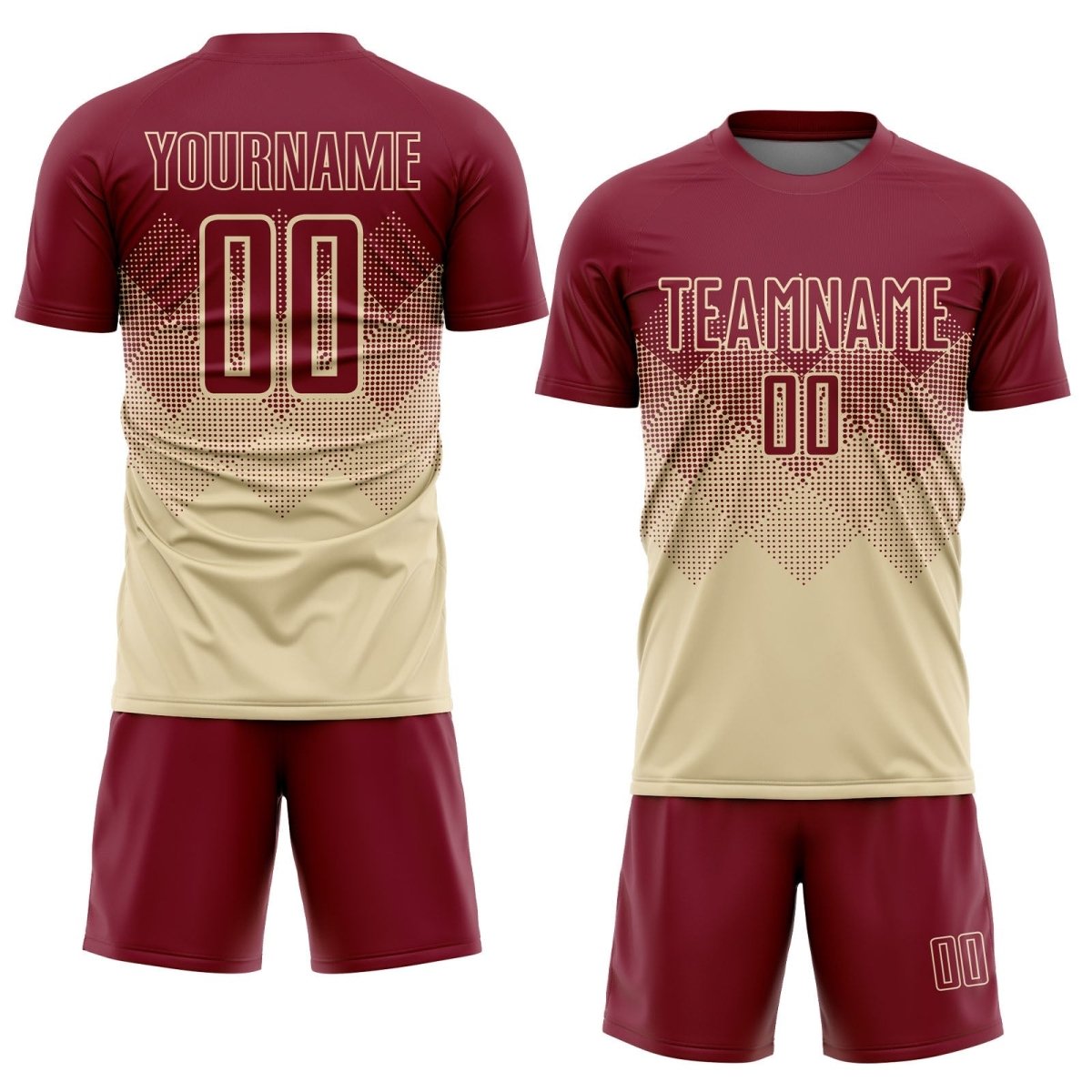 Maßgeschneiderte Creme - Rote Sublimations - Fußballtrikot V428 - Climcat