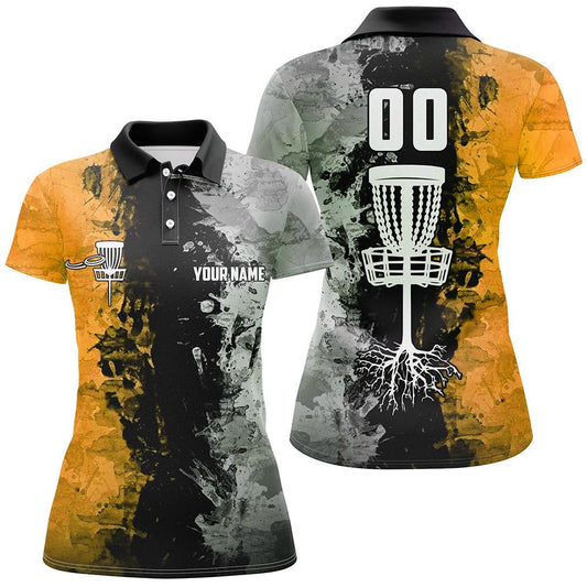 Maßgeschneiderte Disc Golf Korb Damen Polo-Shirts, Damen Disc Golf Shirts | Orange N7412 - Climcat