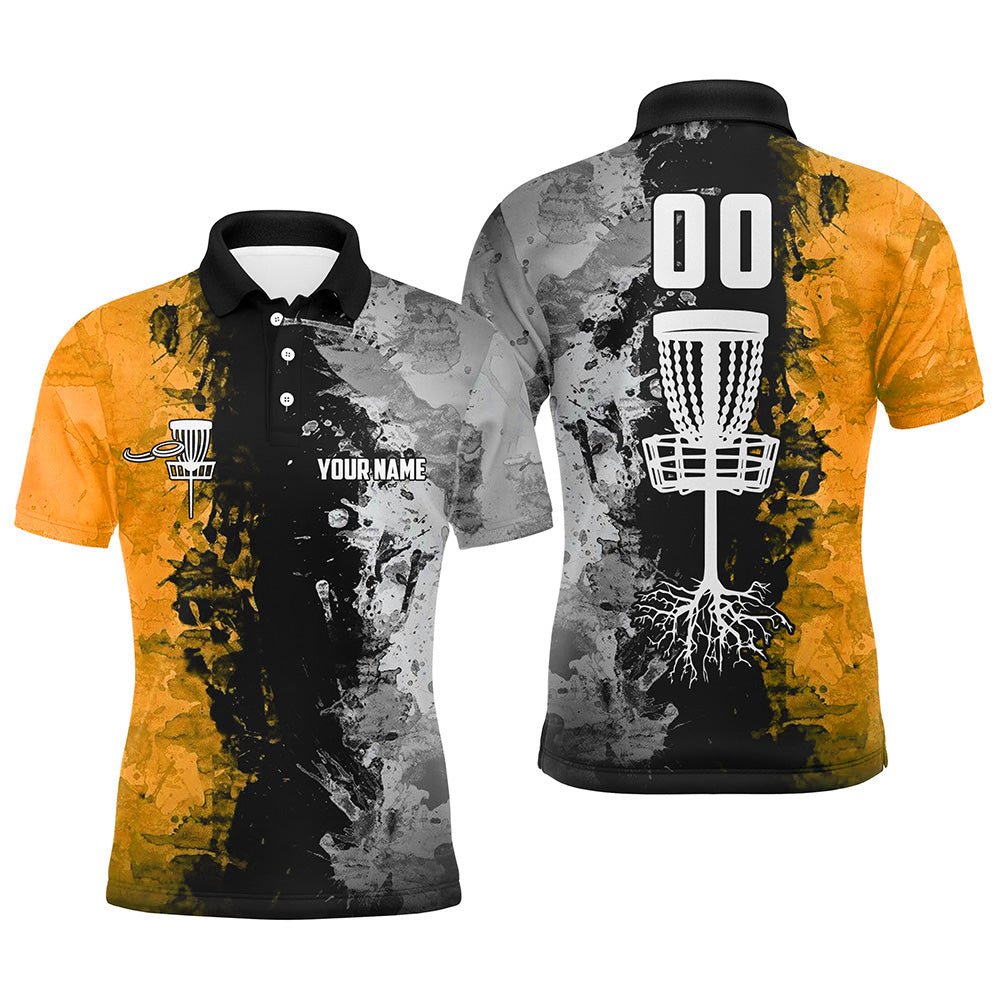 Maßgeschneiderte Disc Golf Korb Herren Poloshirts, Disc Golf Shirts für Herren | Orange N7412 - Climcat