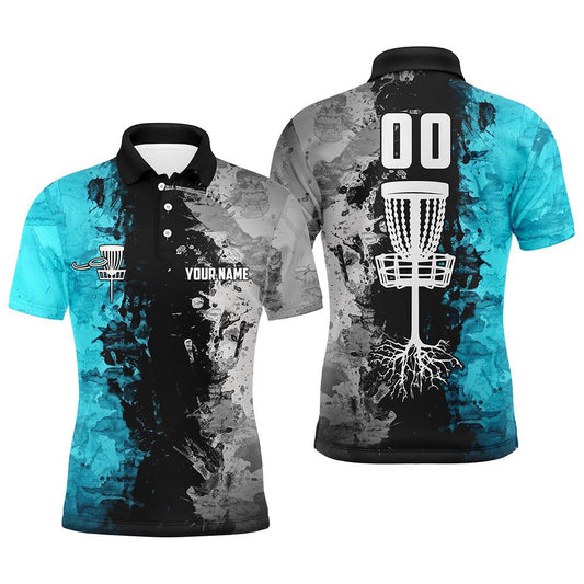 Maßgeschneiderte Disc Golf Korb Herren Poloshirts, Disc Golf Shirts für Herren | Türkis N7413 - Climcat