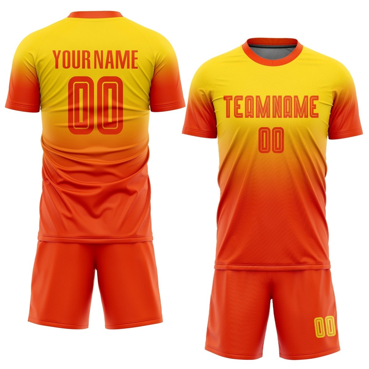 Maßgeschneiderte Gold - Orange Sublimations - Fade Fashion Fußballtrikot Z908 - Climcat