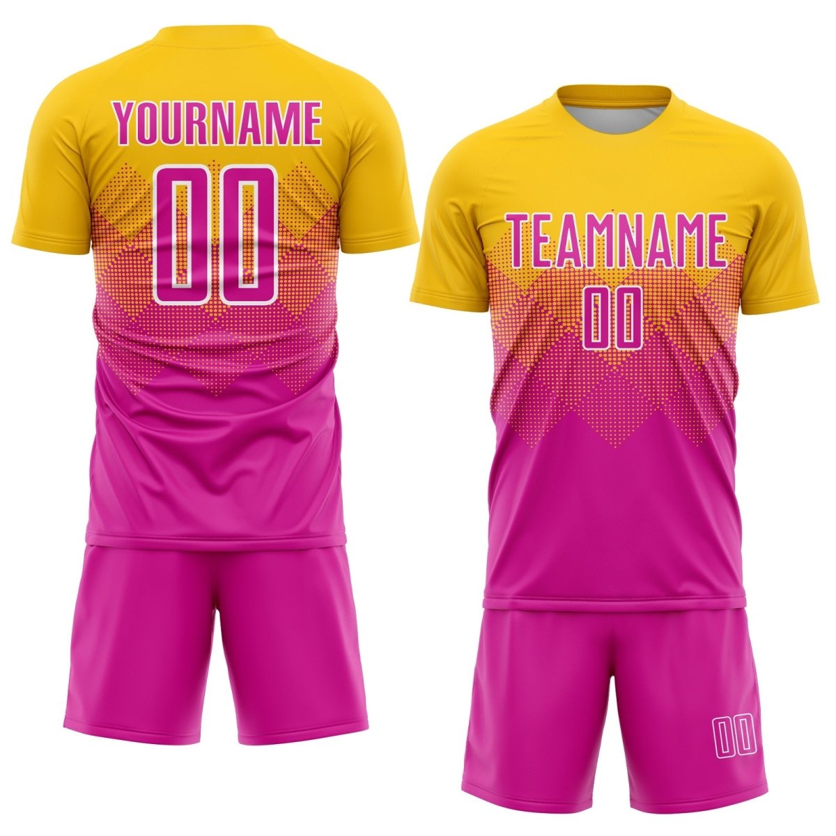 Maßgeschneiderte Gold Tief - Pink - Weiße Sublimations Fußballtrikot Z663 - Climcat
