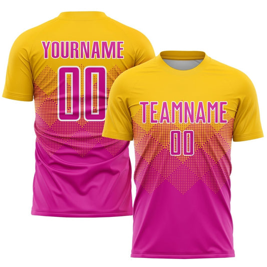 Maßgeschneiderte Gold Tief - Pink - Weiße Sublimations Fußballtrikot Z663 - Climcat
