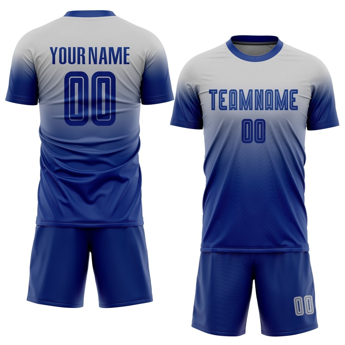Maßgeschneiderte Graue Royal Sublimation Farbverlauf Fußballtrikot Uniform V619 - Climcat