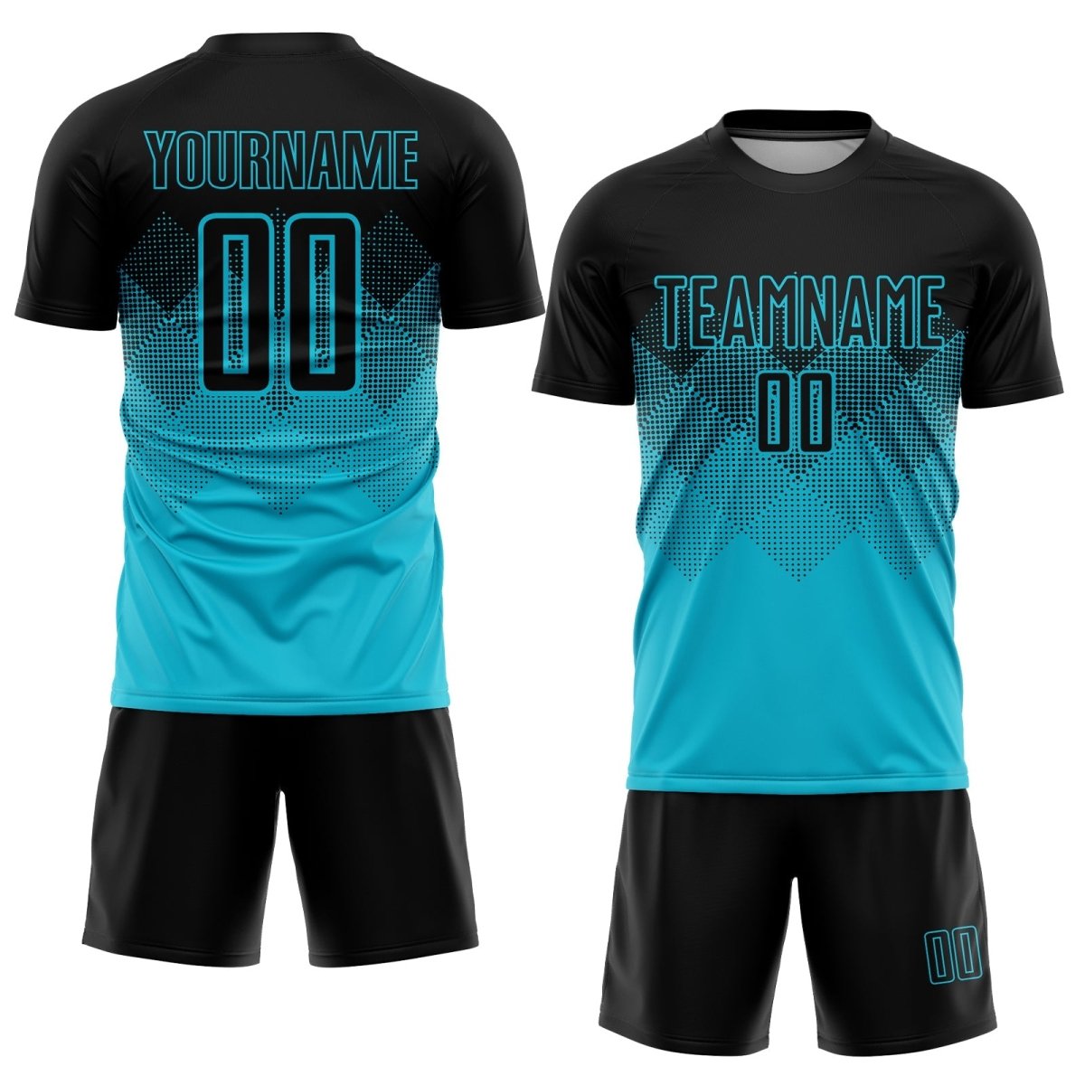 Maßgeschneiderte Lakes Blau Schwarz Sublimations Fußballtrikot P213 - Climcat