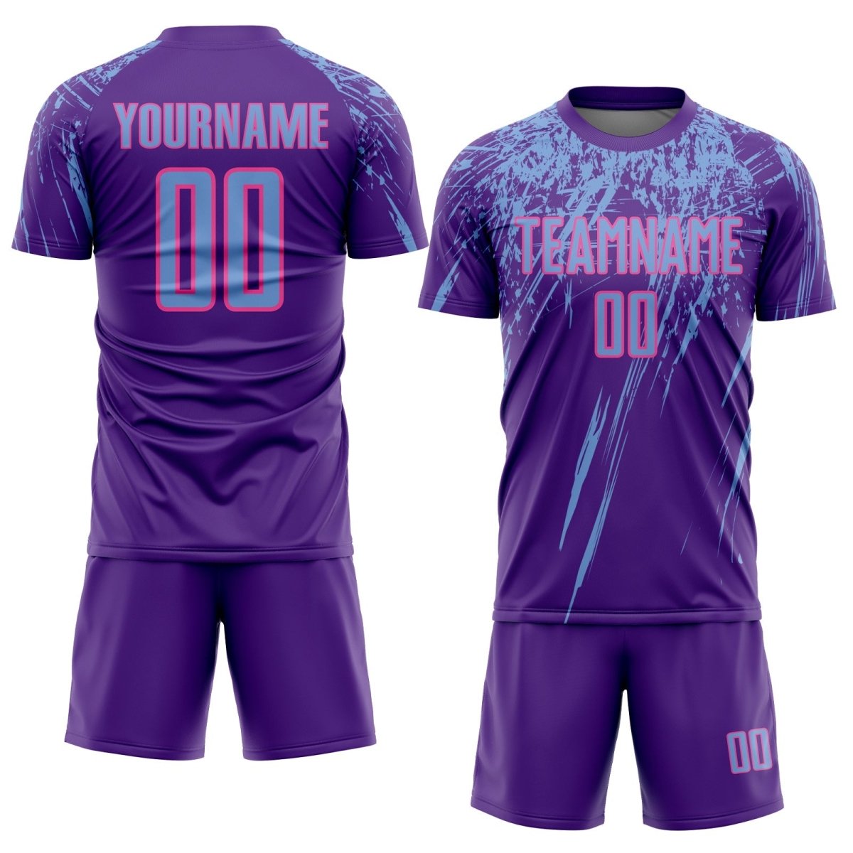 Maßgeschneiderte lila hellblau - rosa Sublimations - Fußballtrikot M960 - Climcat