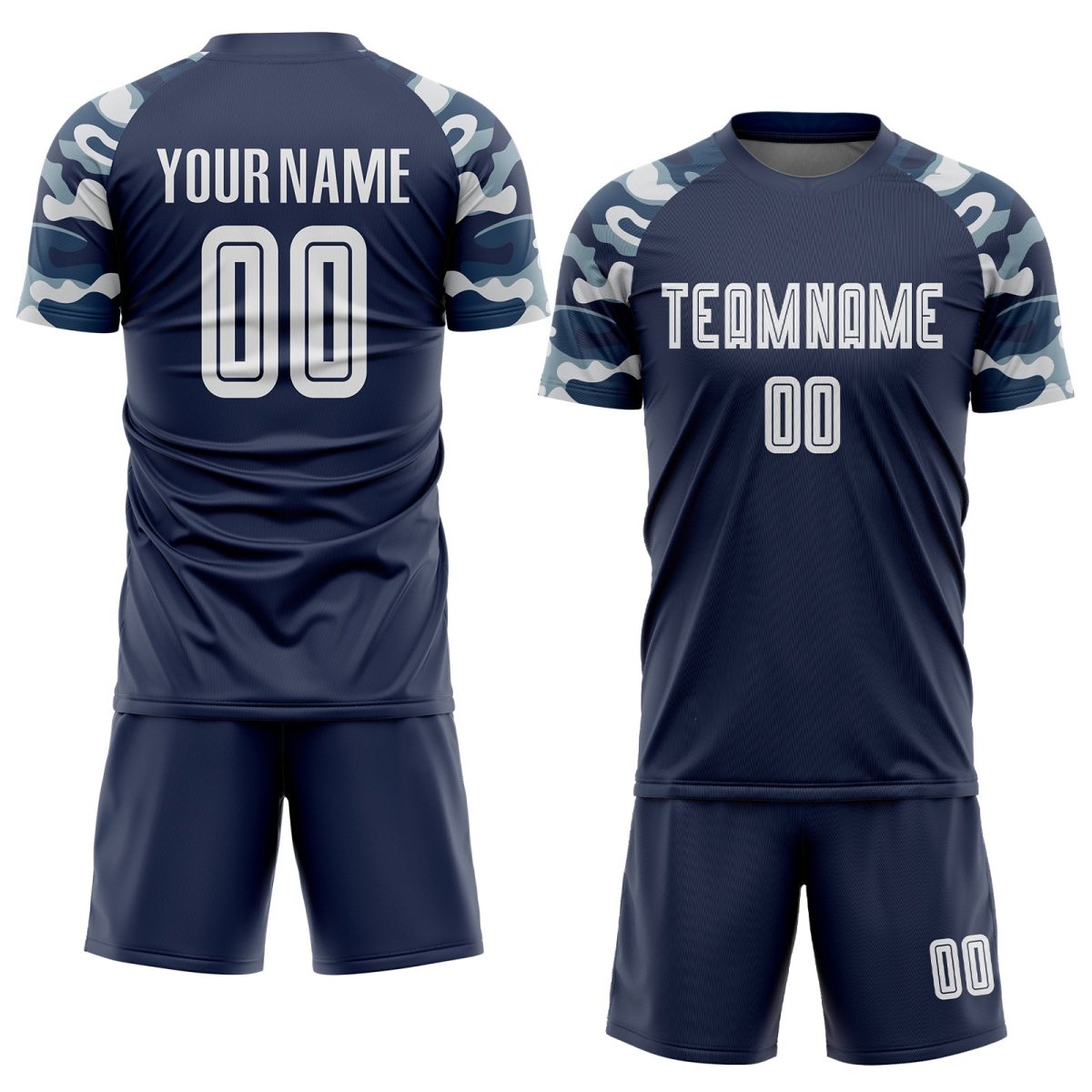 Maßgeschneiderte Marine - Weiß - Camouflage Sublimations - Fußballtrikot E106 - Climcat