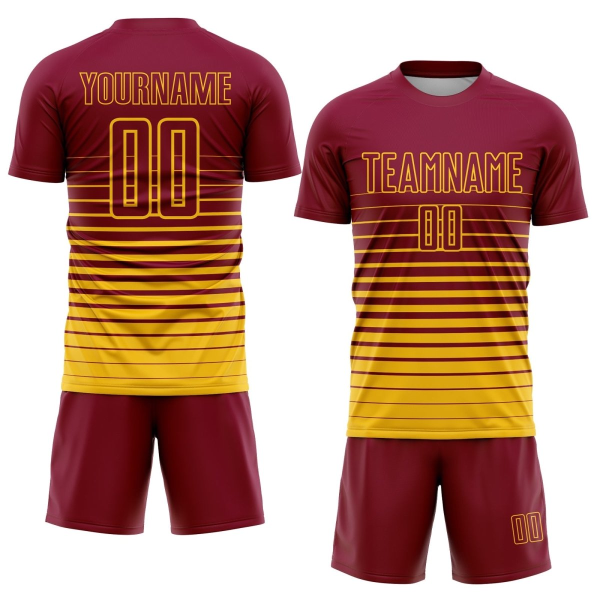 Maßgeschneiderte Maronen - Gelbe Pinstripe - Fade Fashion Sublimations - Fußballtrikot E970 - Climcat