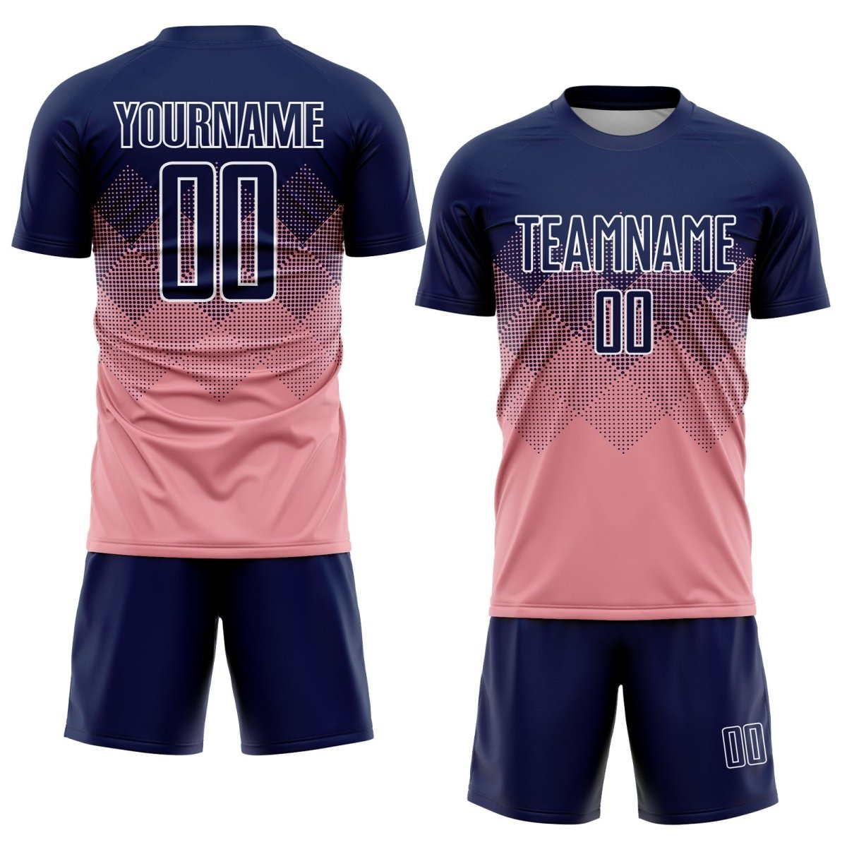 Maßgeschneiderte mittlere rosa Navy - weiße Sublimations - Fußballtrikot O455 - Climcat
