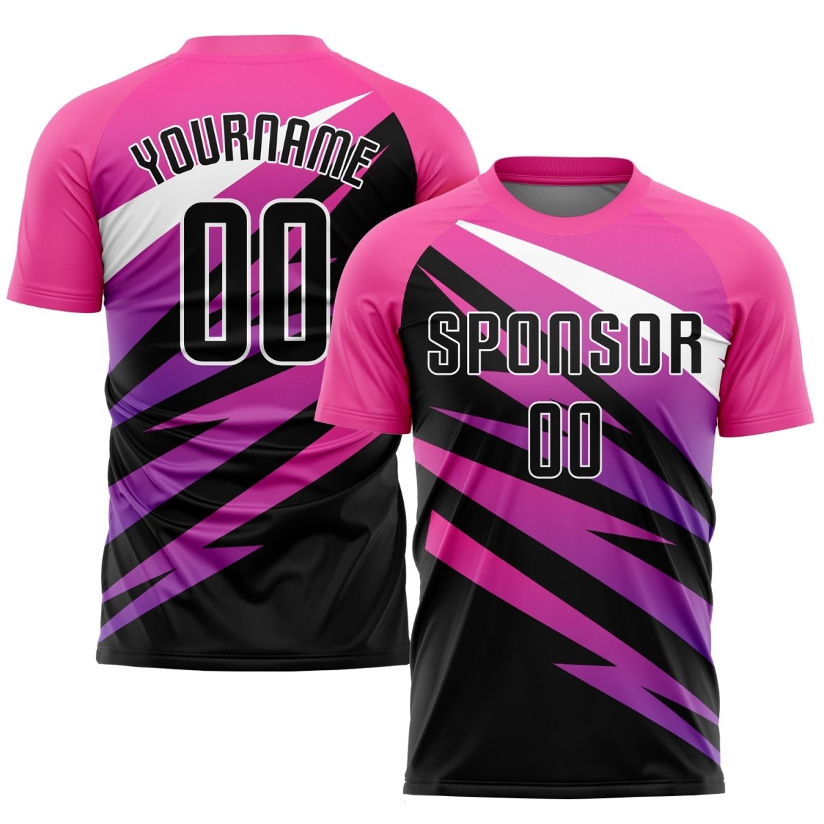 Maßgeschneiderte Pink - Schwarz - Weiß Sublimations - Soccer - Trikot C473 - Climcat