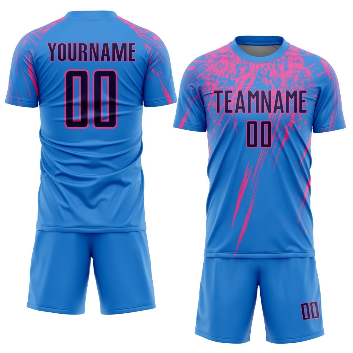 Maßgeschneiderte Pulverblaue Navy - Rosa Sublimations - Fußballtrikot P143 - Climcat