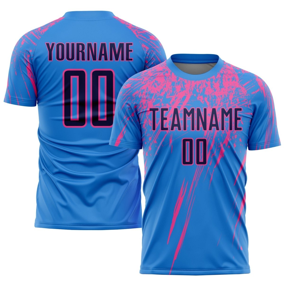 Maßgeschneiderte Pulverblaue Navy - Rosa Sublimations - Fußballtrikot P143 - Climcat