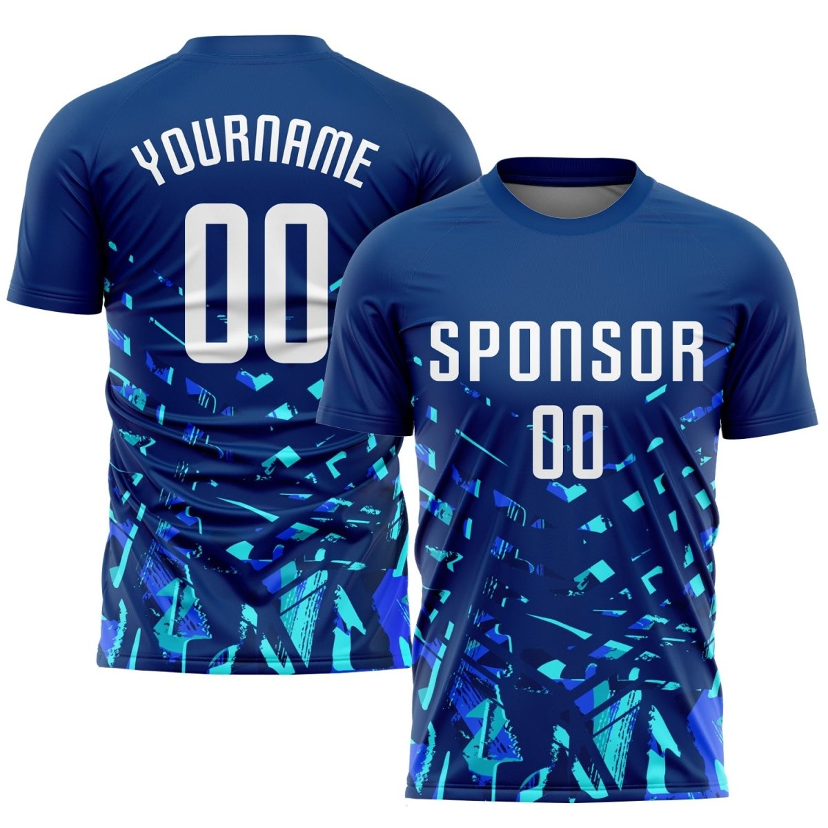 Maßgeschneiderte Royal - Weiß - Lakes - Blau Sublimations - Fußballtrikot W736 - Climcat