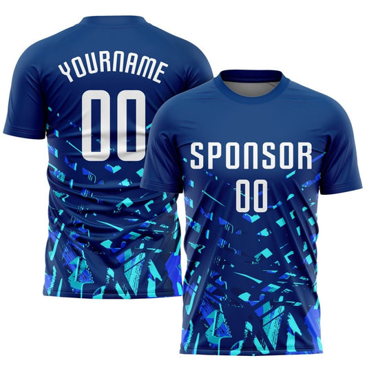 Maßgeschneiderte Royal - Weiß - Lakes - Blau Sublimations - Fußballtrikot W736 - Climcat