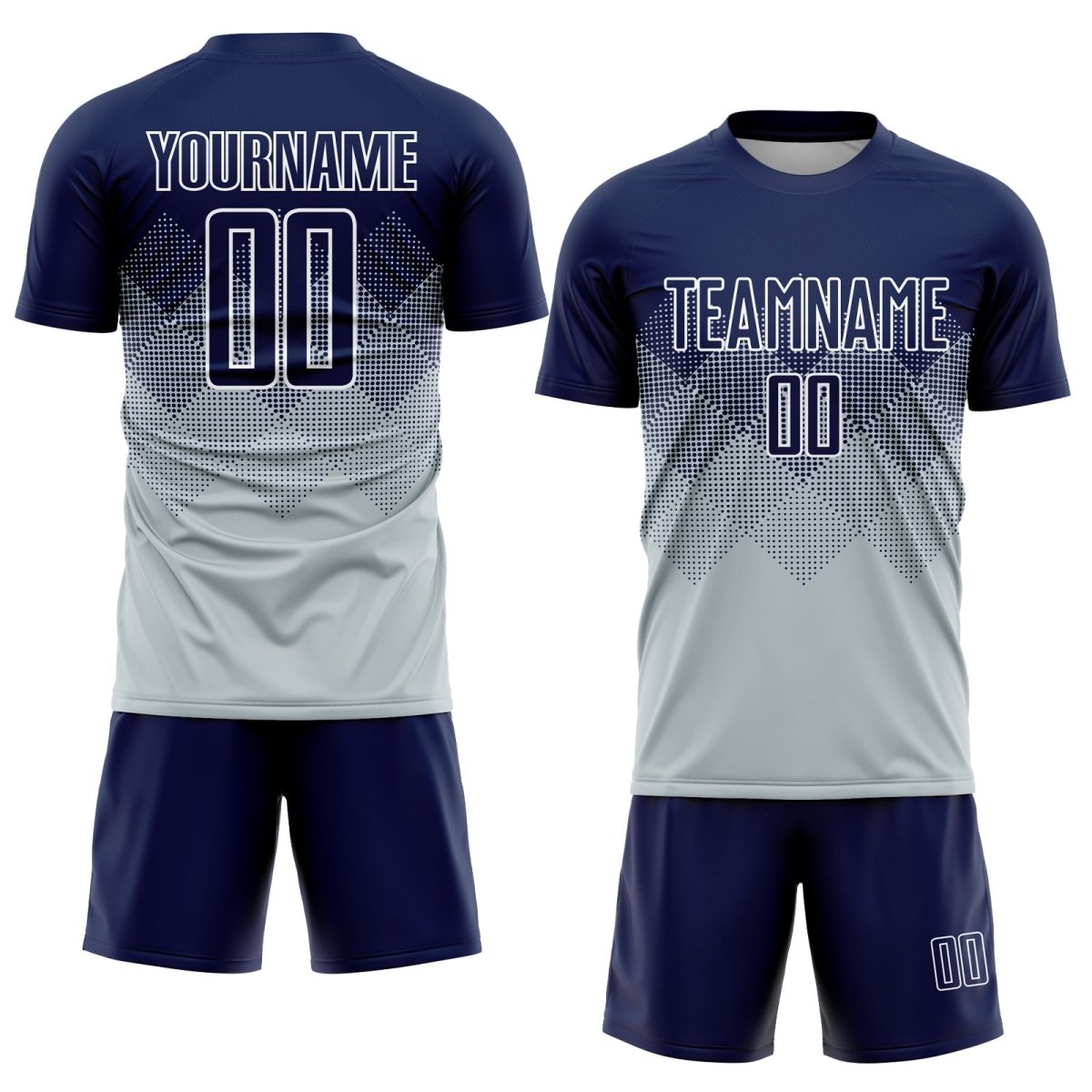 Maßgeschneiderte Silber - Navy - Weiße Sublimations - Fußballtrikot Q554 - Climcat