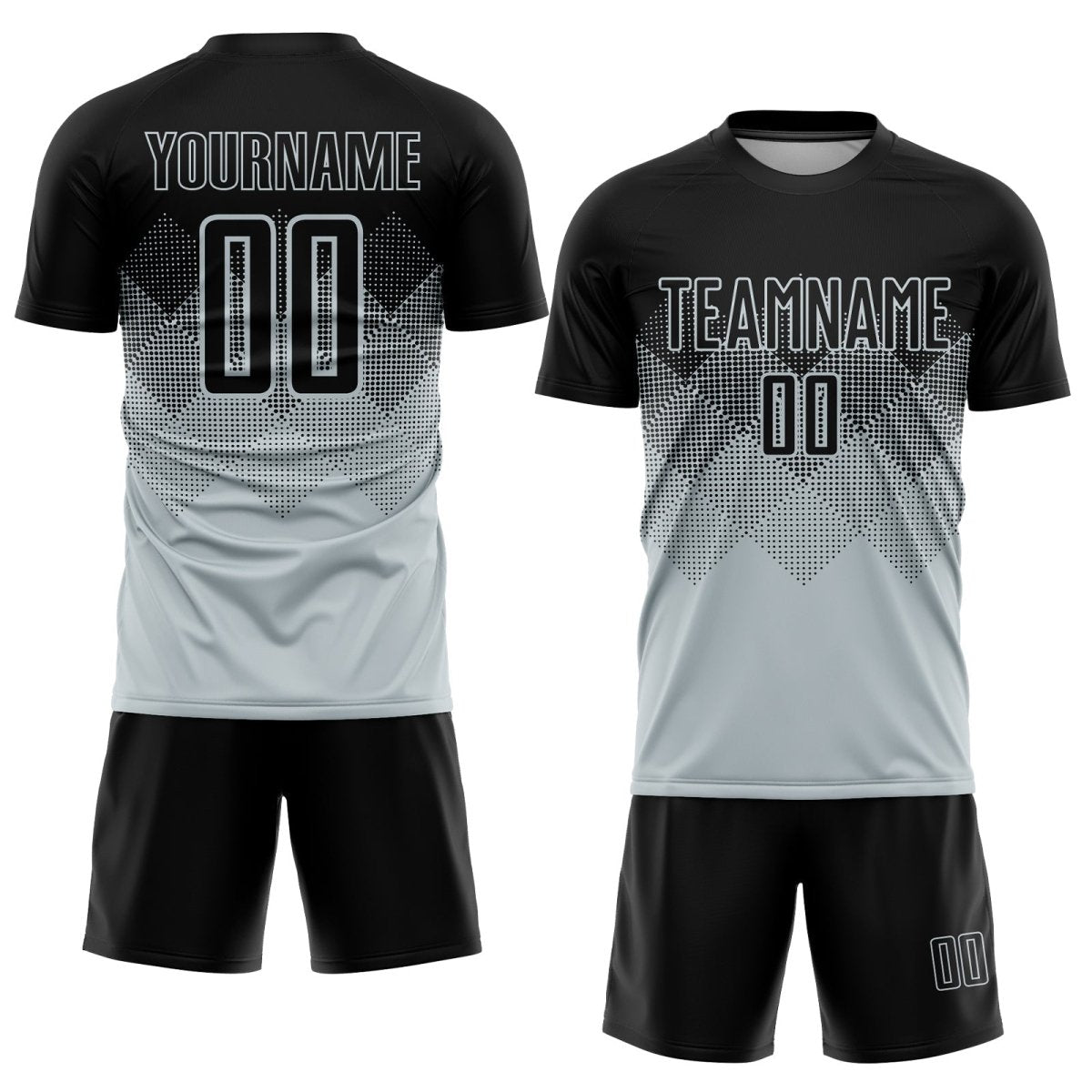 Maßgeschneiderte Silber - Schwarze Sublimation Fußballtrikot - Jersey T409 - Climcat
