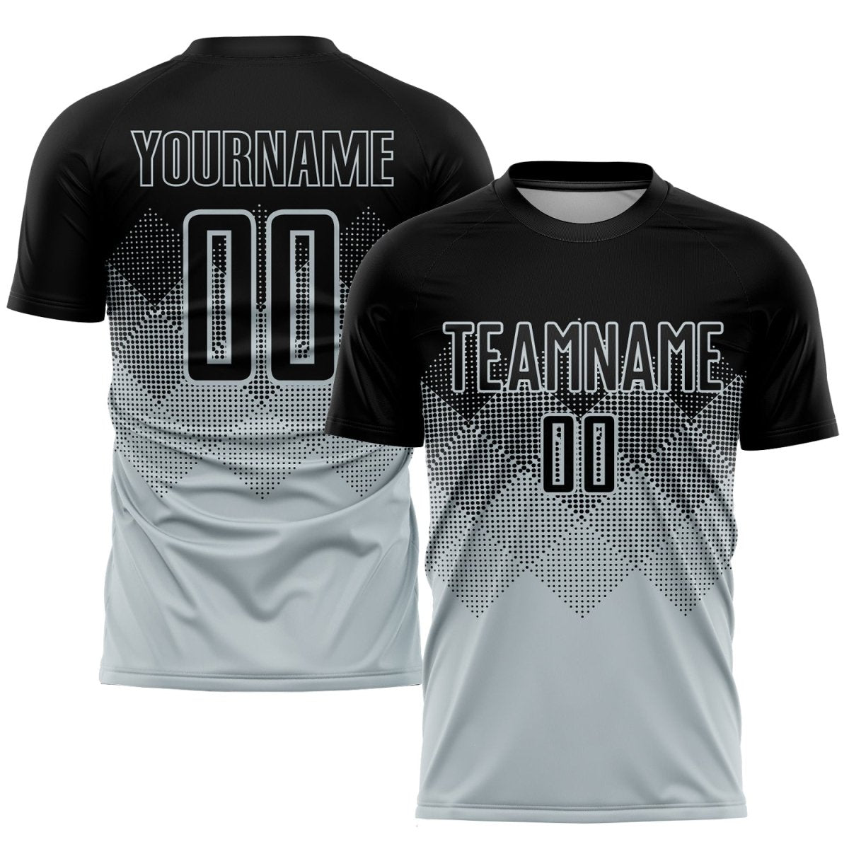 Maßgeschneiderte Silber - Schwarze Sublimation Fußballtrikot - Jersey T409 - Climcat