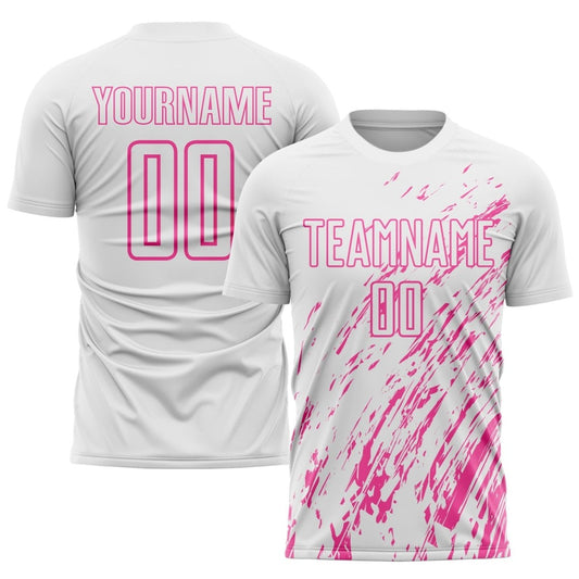 Maßgeschneiderte weiße und rosa Sublimations - Soccer - Trikot - Jersey Q779 - Climcat