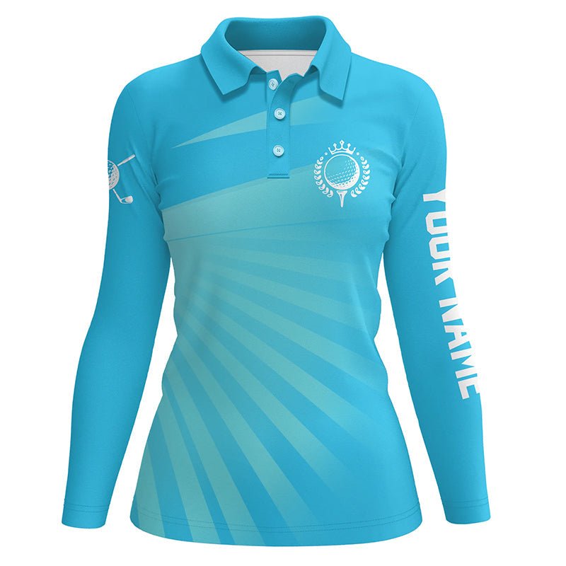 Personalisierte blaue Damen Golf Polo Shirts mit individuellem Namen | Golfshirts für Frauen | Golf-Geschenke L1353 - Climcat