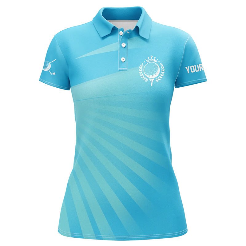 Personalisierte blaue Damen Golf Polo Shirts mit individuellem Namen | Golfshirts für Frauen | Golf-Geschenke L1353 - Climcat