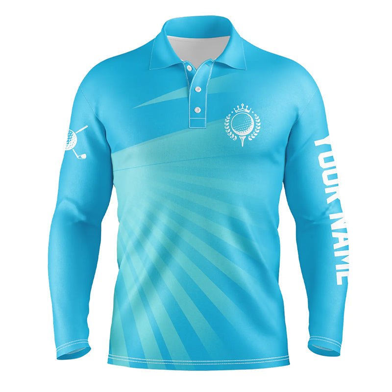 Personalisierte blaue Herren Golf Polo Shirts mit individuellem Namen - Golfshirts für Herren - Golfgeschenke L1353 - Climcat