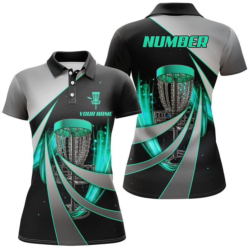 Personalisierte Disc Golf Polos für Damen | Maßgeschneiderte Disc Golf Korb Shirts | Golf Geschenke | Grün Schwarz | LDT1401 L1401 - Climcat