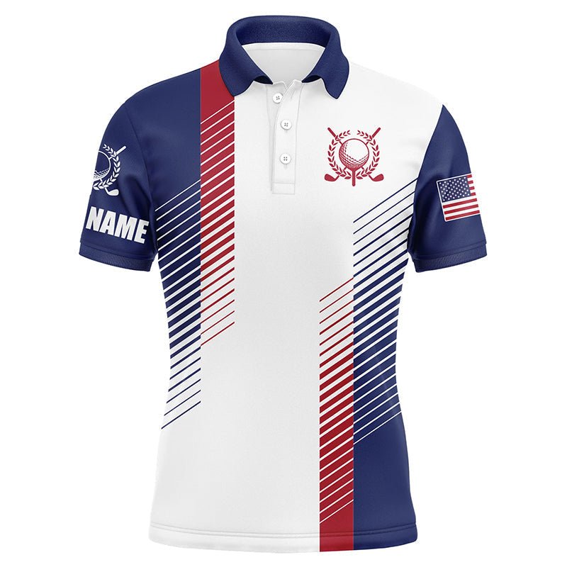 Personalisierte Golf-Poloshirts für Herren in Rot, Weiß und Blau - Herren Golf-Polos mit patriotischem Design N5507 - Climcat