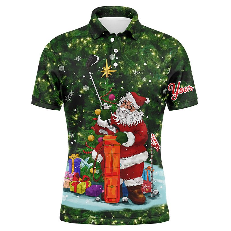 Personalisierte grüne Weihnachts-Golfshirts Herren Golf Polo Shirt - Weihnachtsgeschenke für Golfer - Santa Golfer N4430 - Climcat