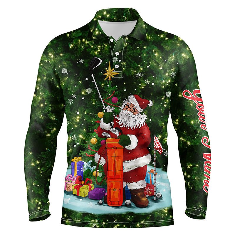 Personalisierte grüne Weihnachts-Golfshirts Herren Golf Polo Shirt - Weihnachtsgeschenke für Golfer - Santa Golfer N4430 - Climcat